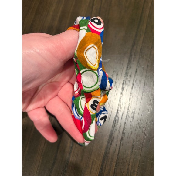 Multicolor Bingo Ball Print Hair Scrunchie Retro Novelty Accessory - Picture 3 of 4